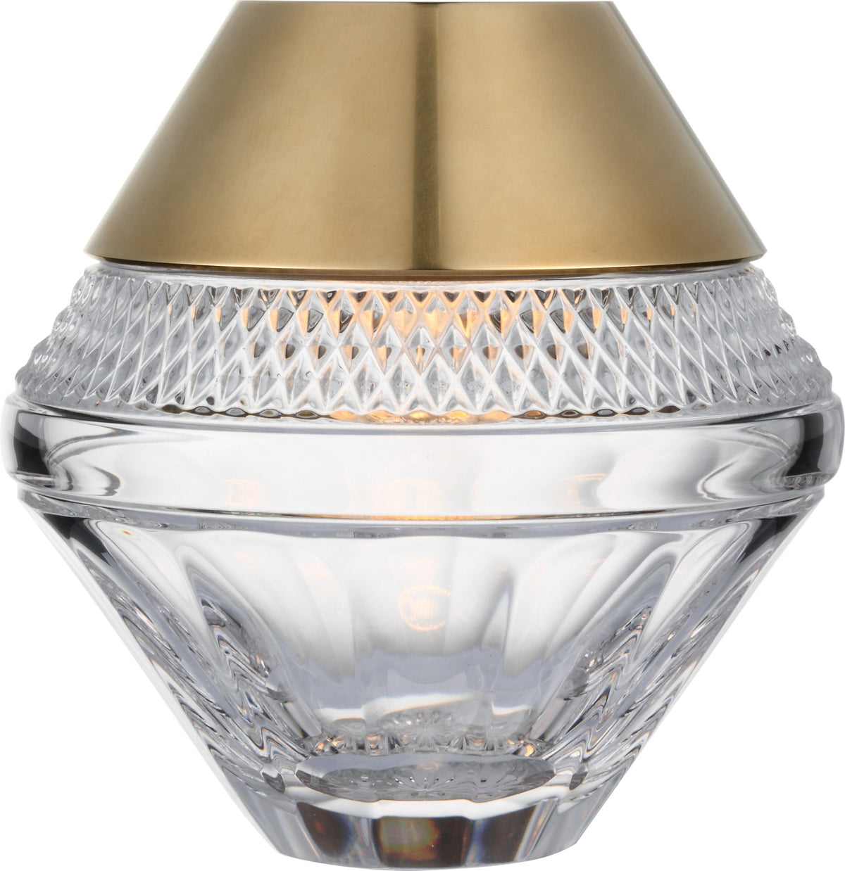 Copper Coast 5" Rechargeable Tafellamp — Waterford for Visual Comfort & Co. — Natural Brass with Clear Crystal