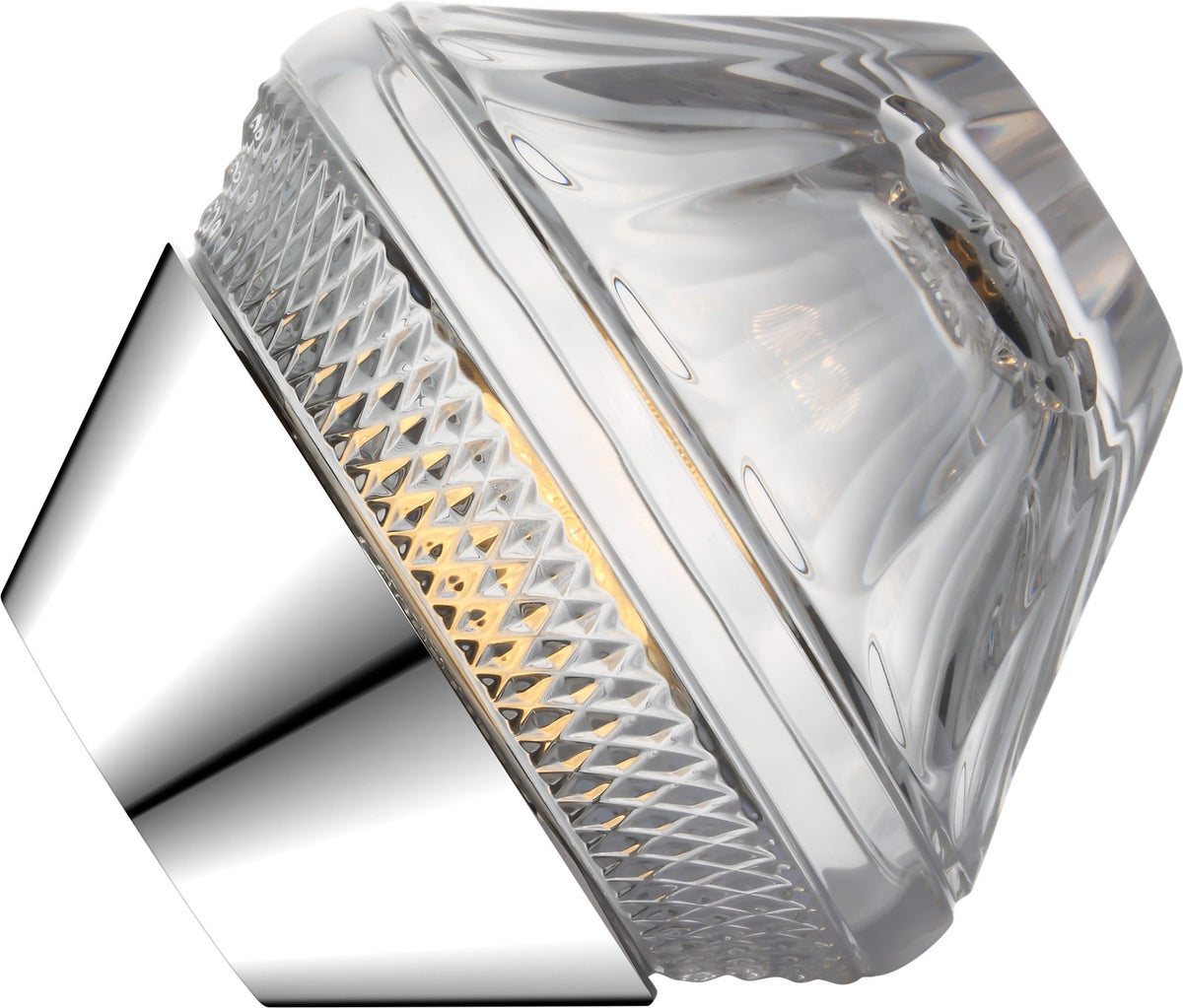 Copper Coast 5" Rechargeable Bordslampa — Waterford for Visual Comfort & Co. — Polished Nickel with Clear Crystal detaljbild