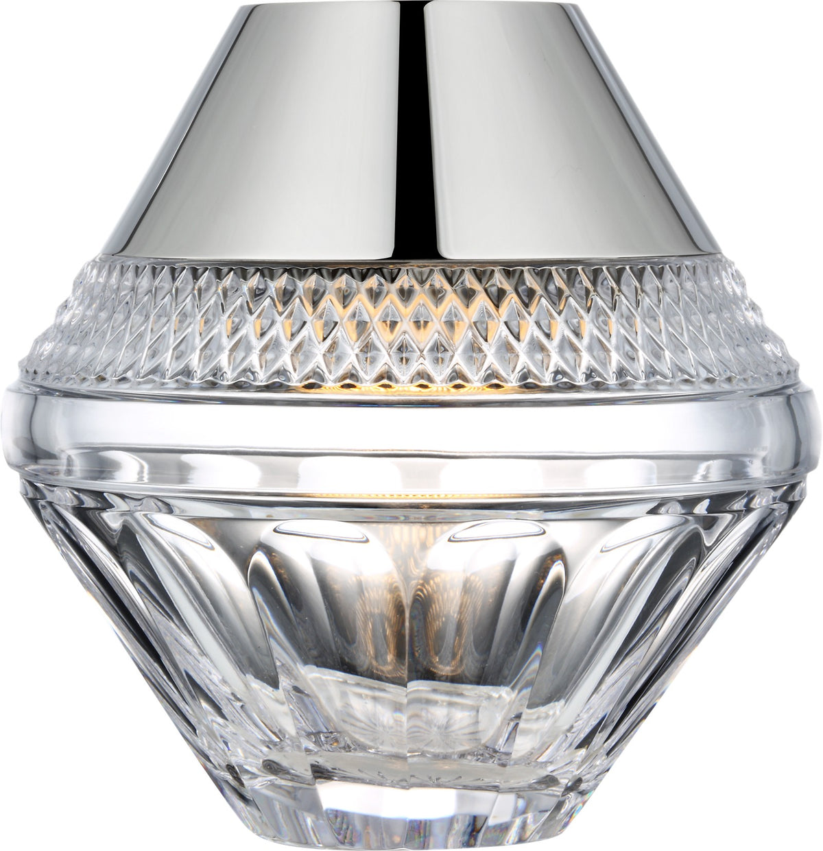 Copper Coast 5" Rechargeable Tafellamp — Waterford for Visual Comfort & Co. — Polished Nickel with Clear Crystal