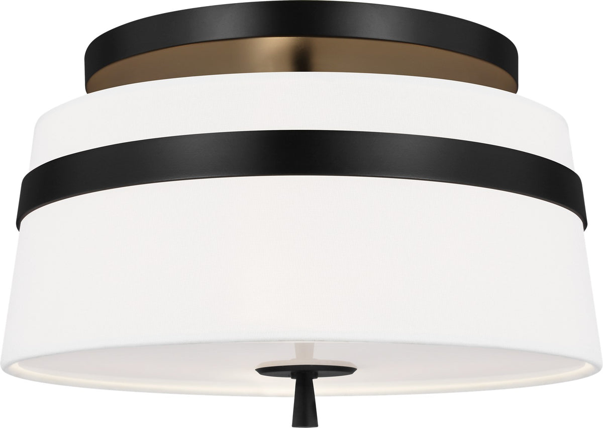 Cordtlandt Small Plafonnière — Alexa Hampton for Visual Comfort & Co. — Aged Iron with Linen Shades