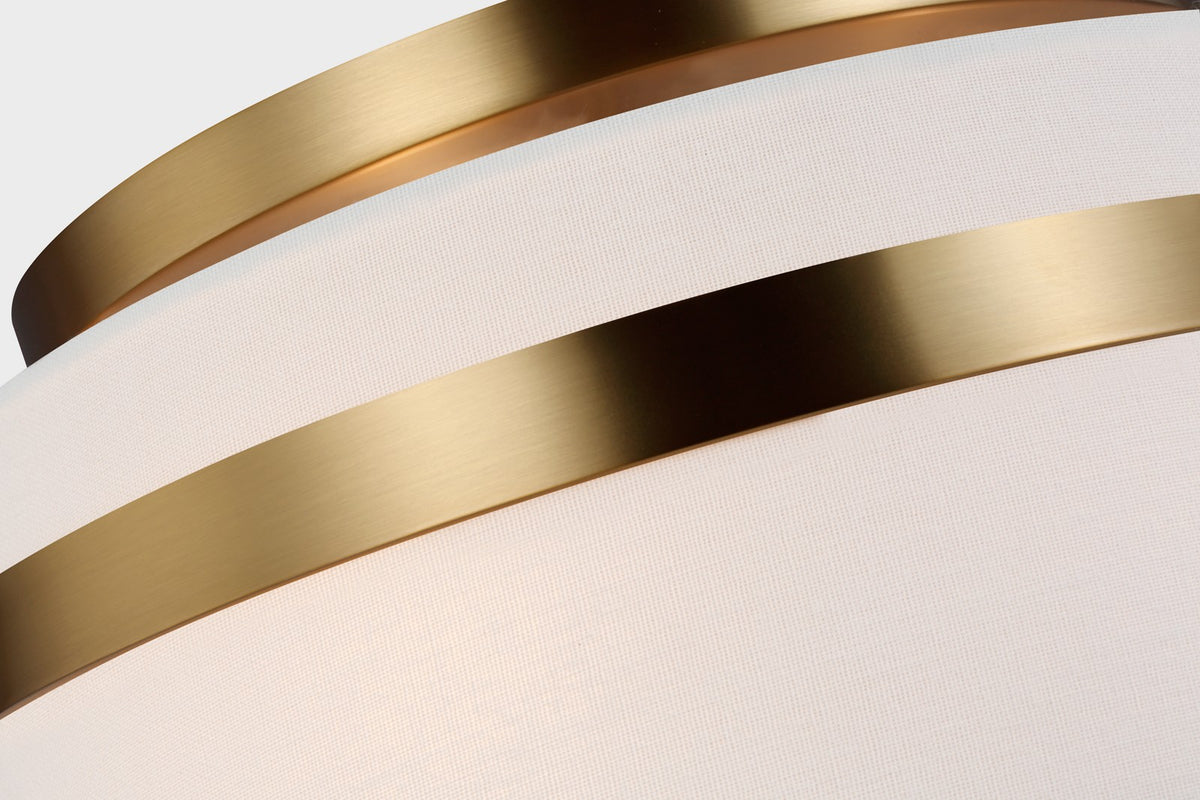 Cordtlandt Small Plafond — Alexa Hampton for Visual Comfort & Co. — Burnished Brass with Linen Shades detaljbild