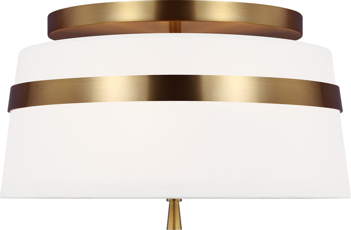 Cordtlandt Small Plafonnière — Alexa Hampton for Visual Comfort & Co. — Burnished Brass with Linen Shades