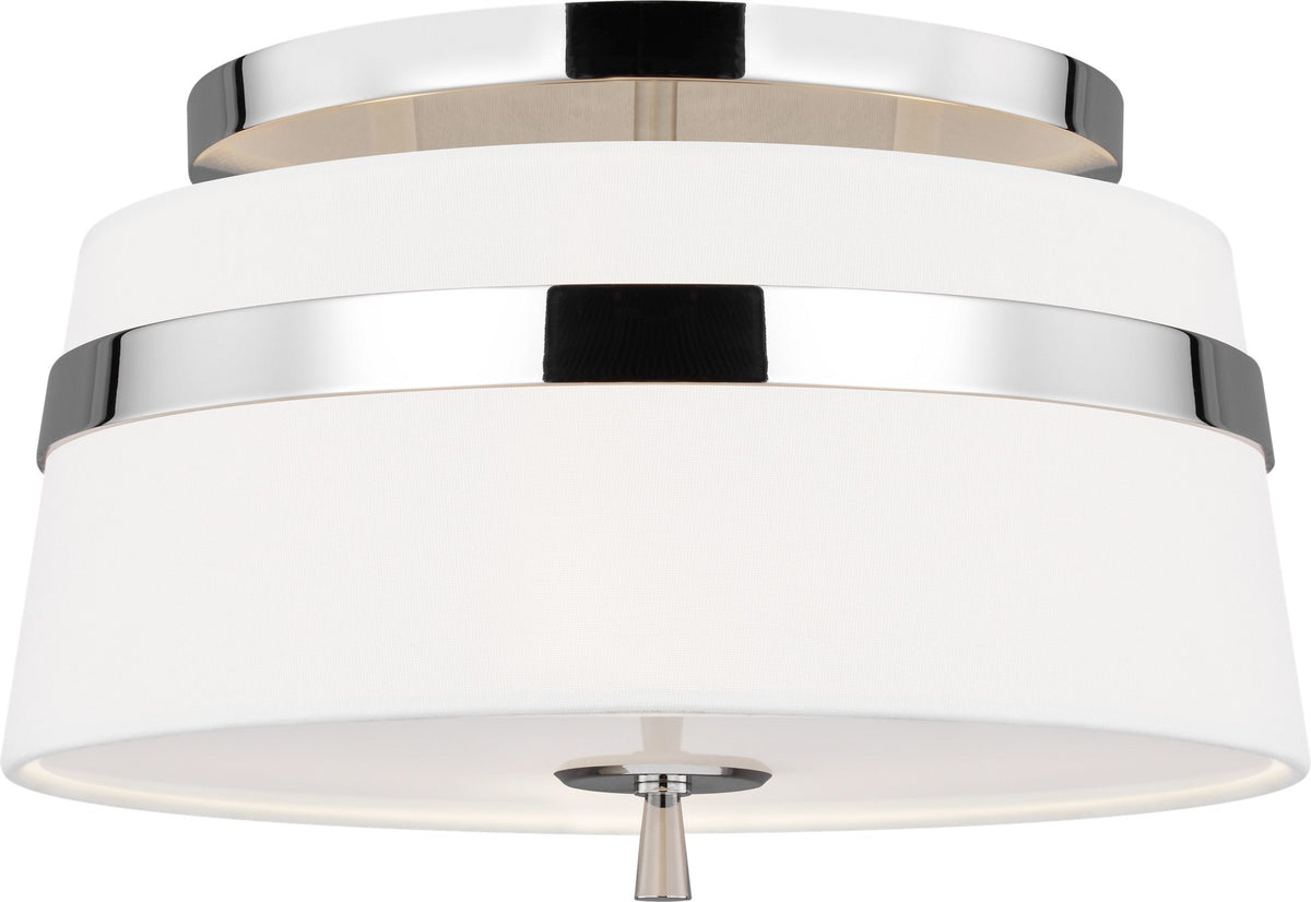 Cordtlandt Small Plafonnière — Alexa Hampton for Visual Comfort & Co. — Polished Nickel with Linen Shades
