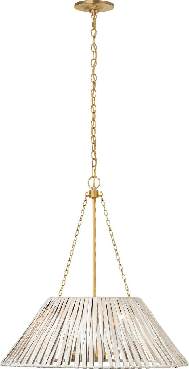 Corinne 24" Wrapped Deckenleuchte — Marie Flanigan for Visual Comfort & Co. — Soft Brass with White Wicker Shade