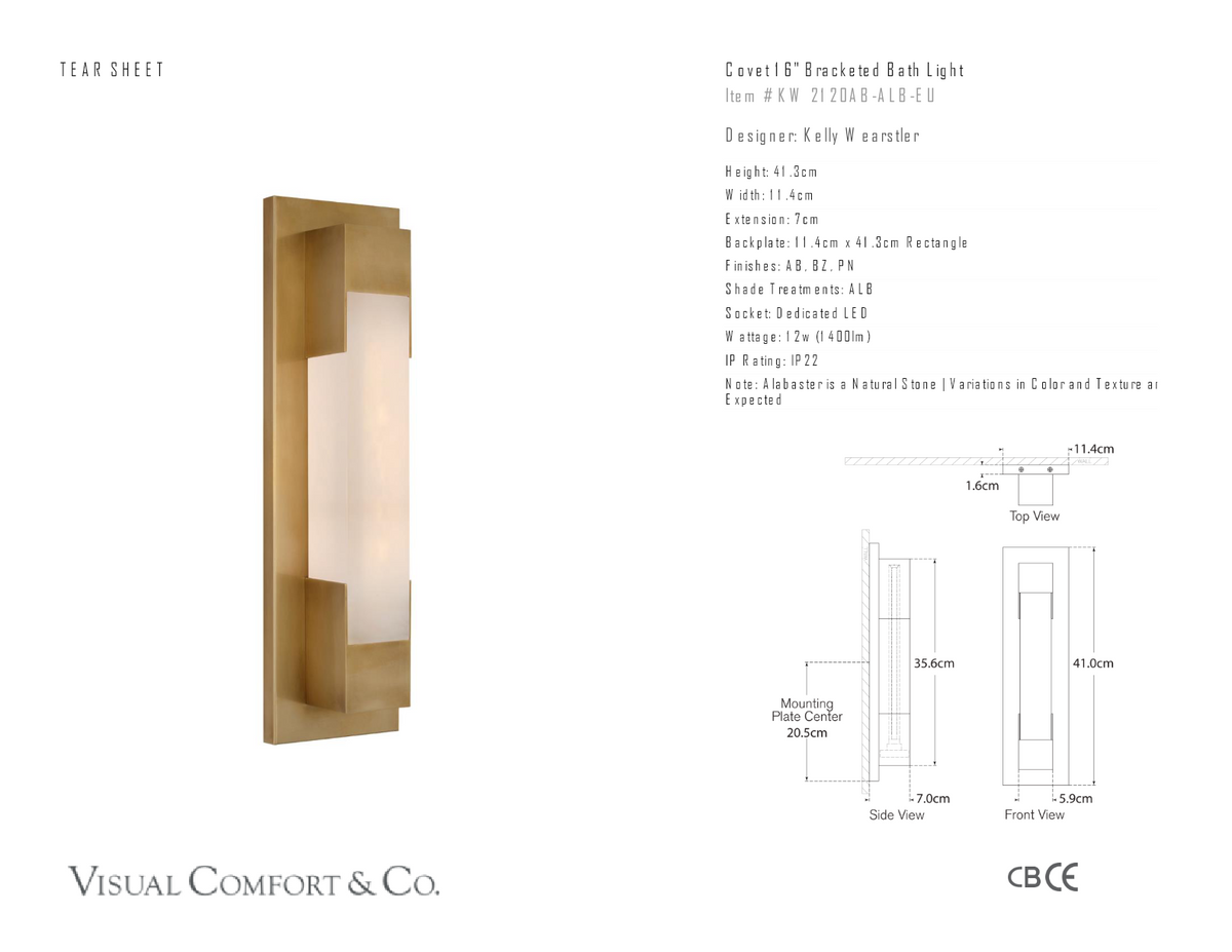 Covet 16" Bracketed Wandlamp — Kelly Wearstler for Visual Comfort & Co. maatschets