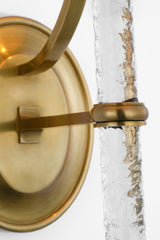 Abigail XL Vägglampa — Marie Flanigan for Visual Comfort & Co. — Soft Brass and Clear Wavy Glass with Linen Shade detaljbild