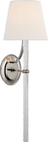 Abigail XL -seinävalaisin — Marie Flanigan for Visual Comfort & Co. — Polished Nickel and Clear Wavy Glass with Linen Shade
