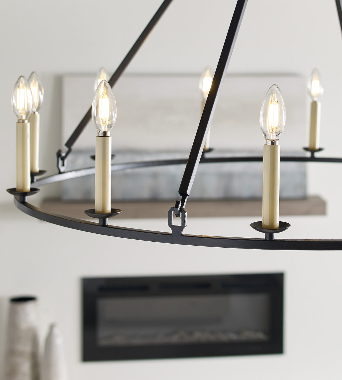 Darlana Large Single Ring Takkrona — Chapman & Myers for Visual Comfort & Co. — Aged Iron detaljbild