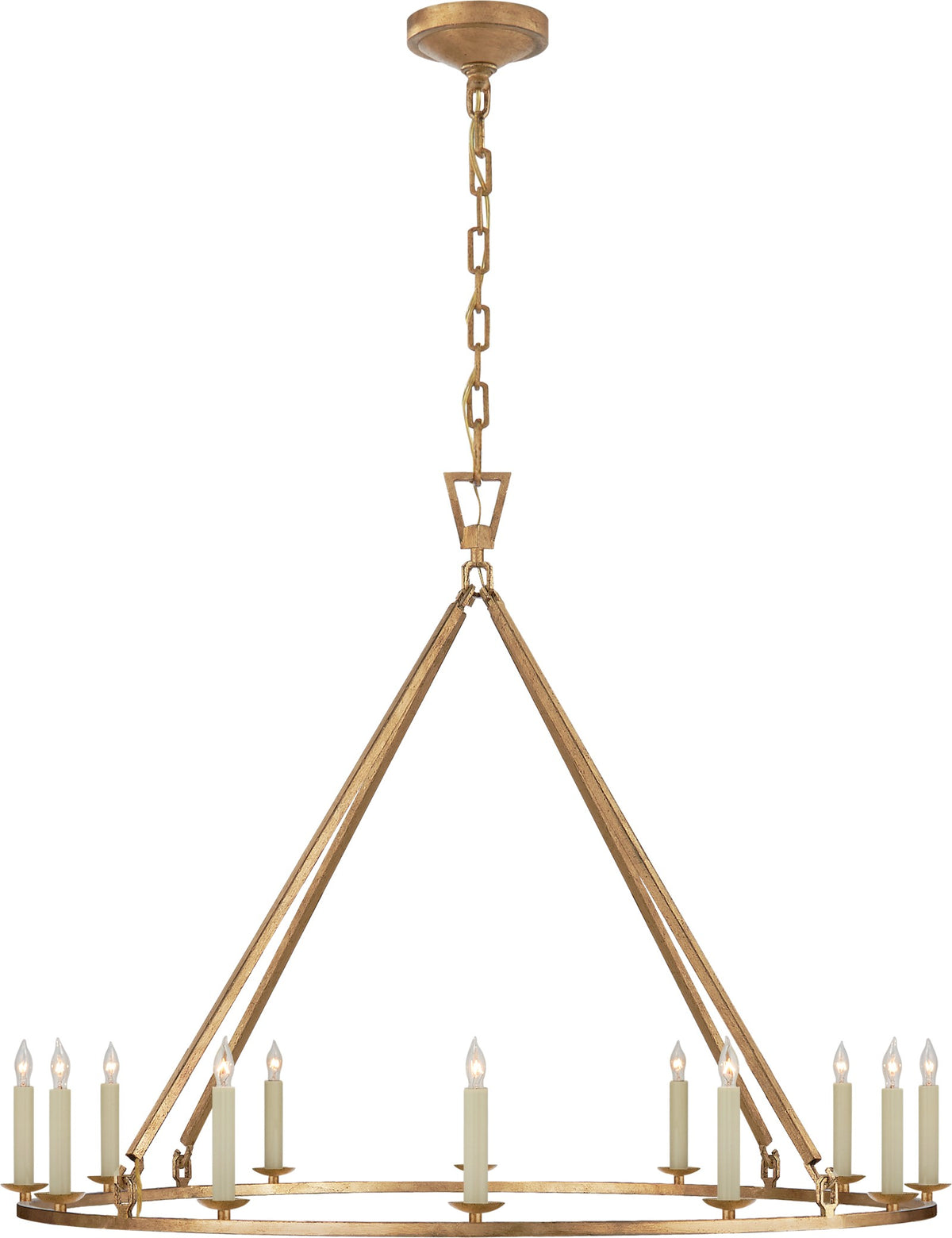 Darlana Large Single Ring Kroonluchter — Chapman & Myers for Visual Comfort & Co. — Gilded Iron