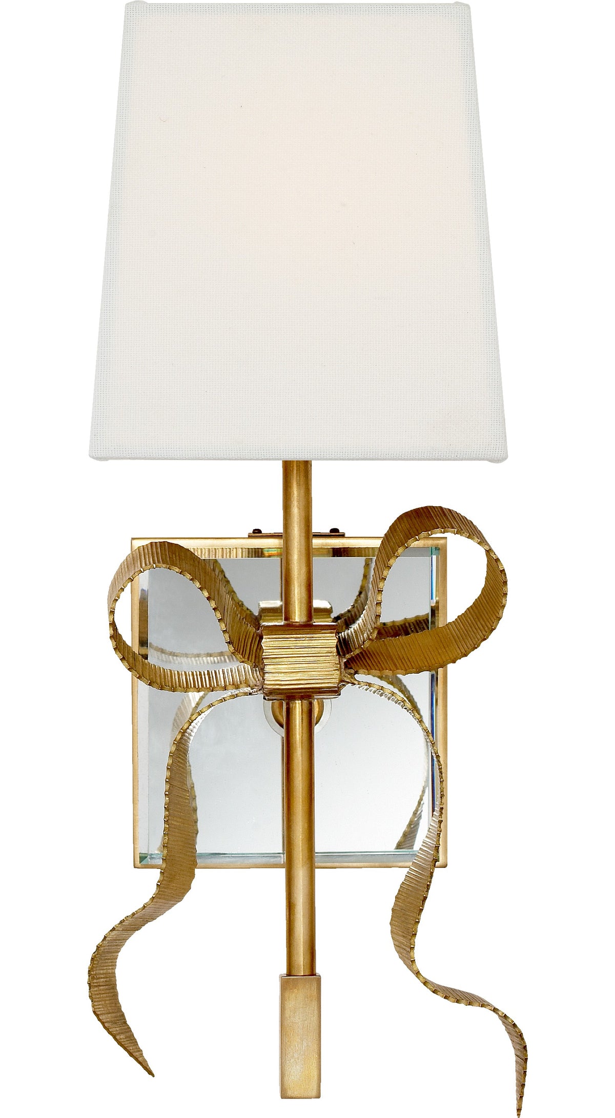 Ellery Wall Light Small — Visual Comfort for Visual Comfort & Co. — Soft Brass with Cream Linen Shade