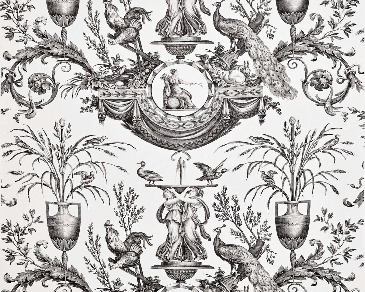 Fontaine et Animaux Noir — Pierre Frey fabric