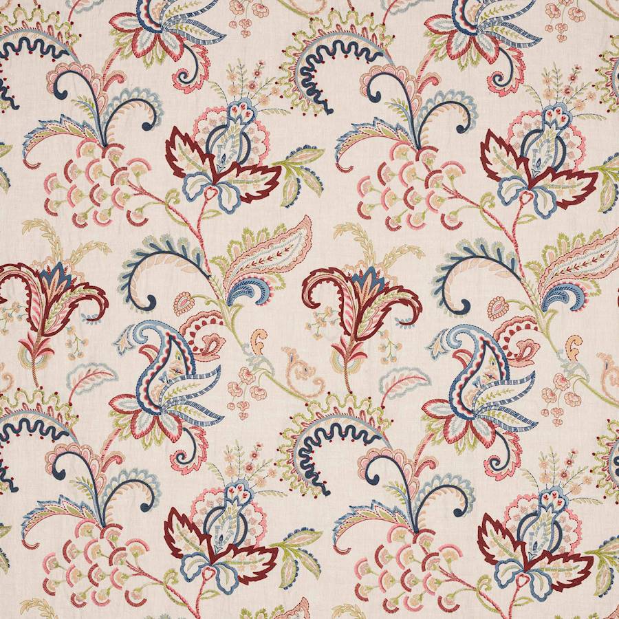 Roseto Red/Navy — Colefax & Fowler stof