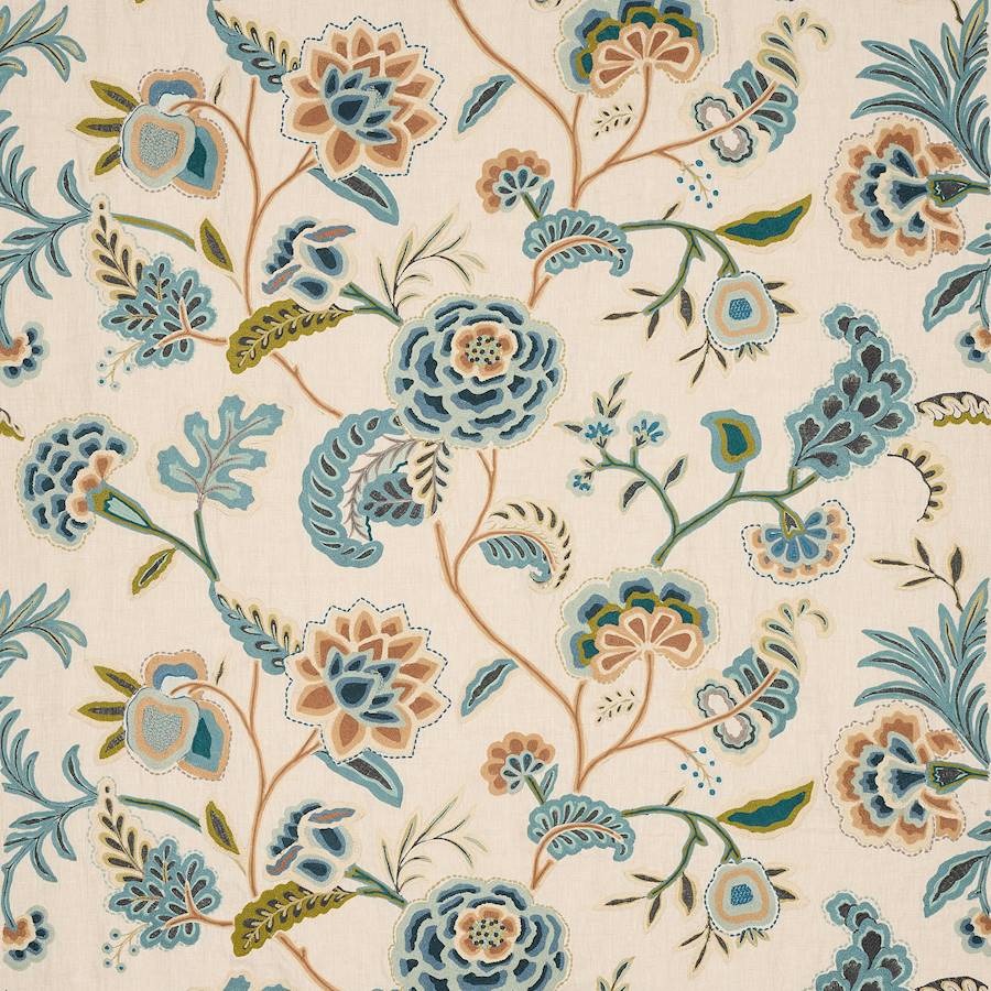 Francine Blue/Sienna — Colefax & Fowler stof