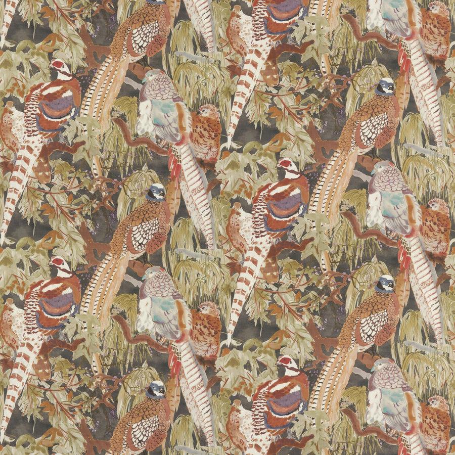 Game Birds Linen a Stoffmuster — Mulberry Home