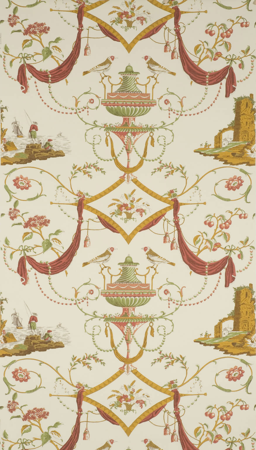 Wallpaper Bazoches Corail amande — Pierre Frey tapet