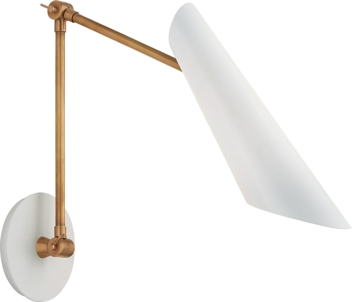 Franca Double Library -seinävalaisin — Visual Comfort — Hand-Rubbed Antique Brass with White Shade