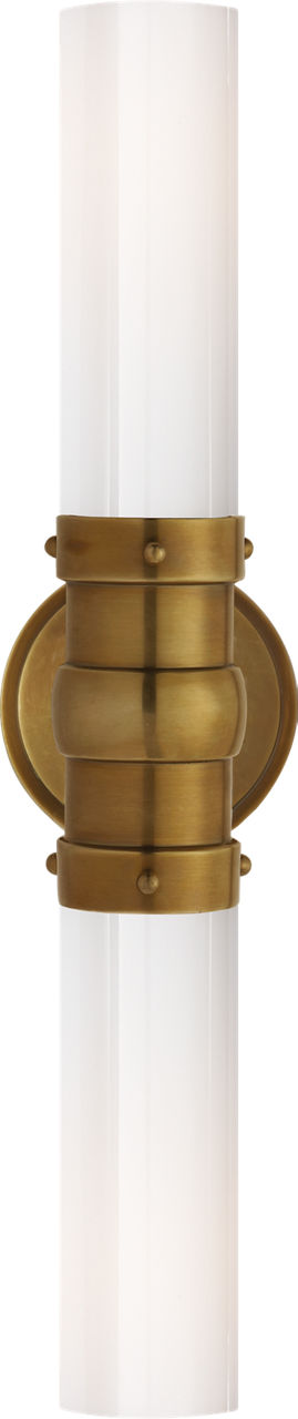 Graydon Double Wandleuchte — Thomas O'Brien for Visual Comfort & Co. — Hand-Rubbed Antique Brass with White Glass