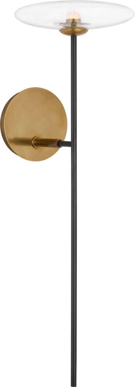 Calvino Large Tail Wandleuchte — Ian K. Fowler for Visual Comfort & Co. — Aged Iron and Hand-Rubbed Antique Brass with Clear Glass