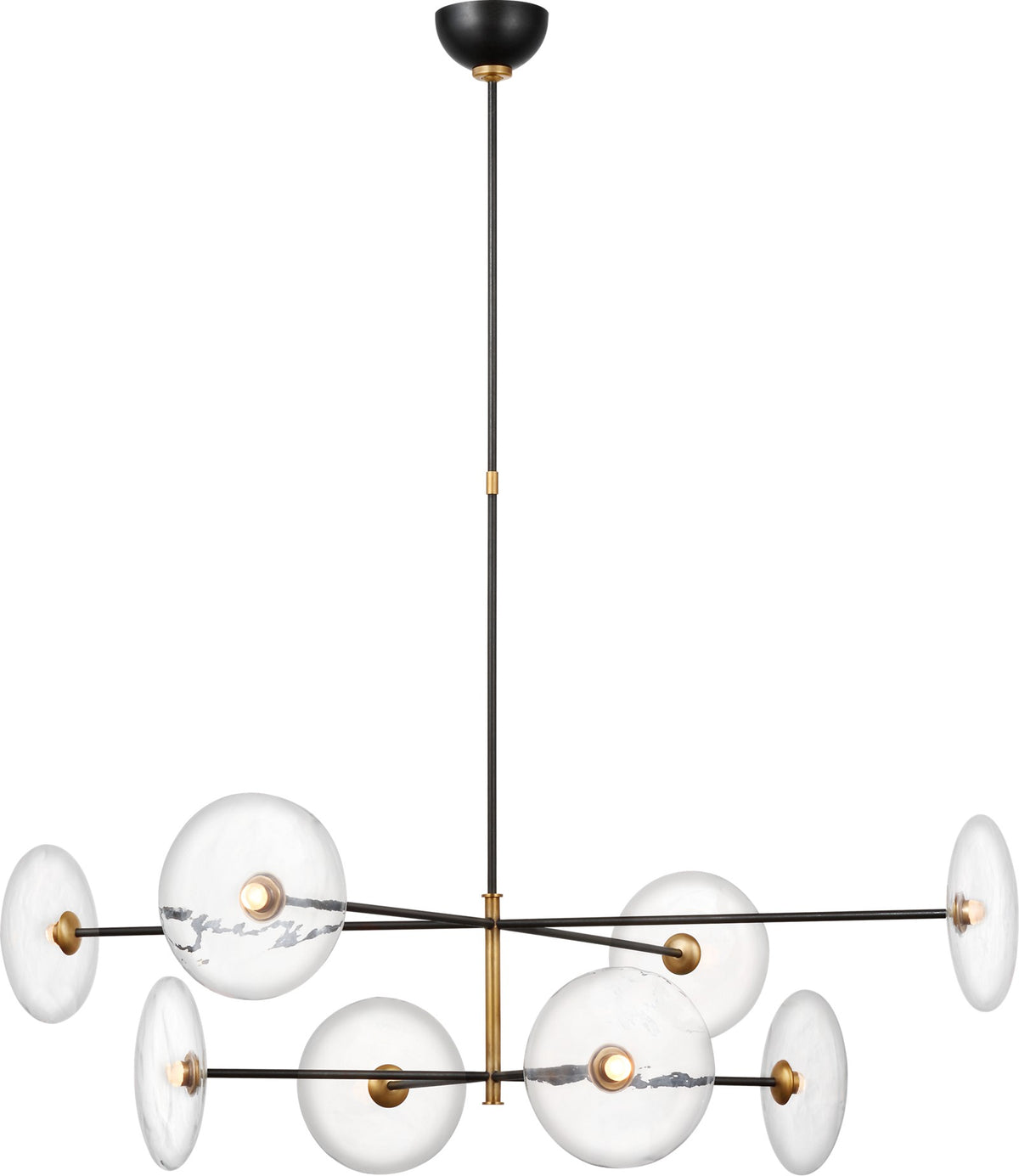 Calvino X-Large Radial Kroonluchter — Ian K. Fowler for Visual Comfort & Co. — Aged Iron and Hand-Rubbed Antique Brass with Clear Glass