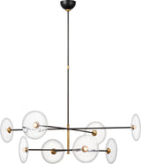Calvino X-Large Radial Kroonluchter — Ian K. Fowler for Visual Comfort & Co. — Aged Iron and Hand-Rubbed Antique Brass with Clear Glass