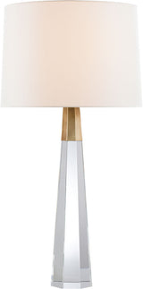 Olsen-pöytävalaisin — AERIN for Visual Comfort & Co. — Crystal and Hand-Rubbed Antique Brass with Linen Shade