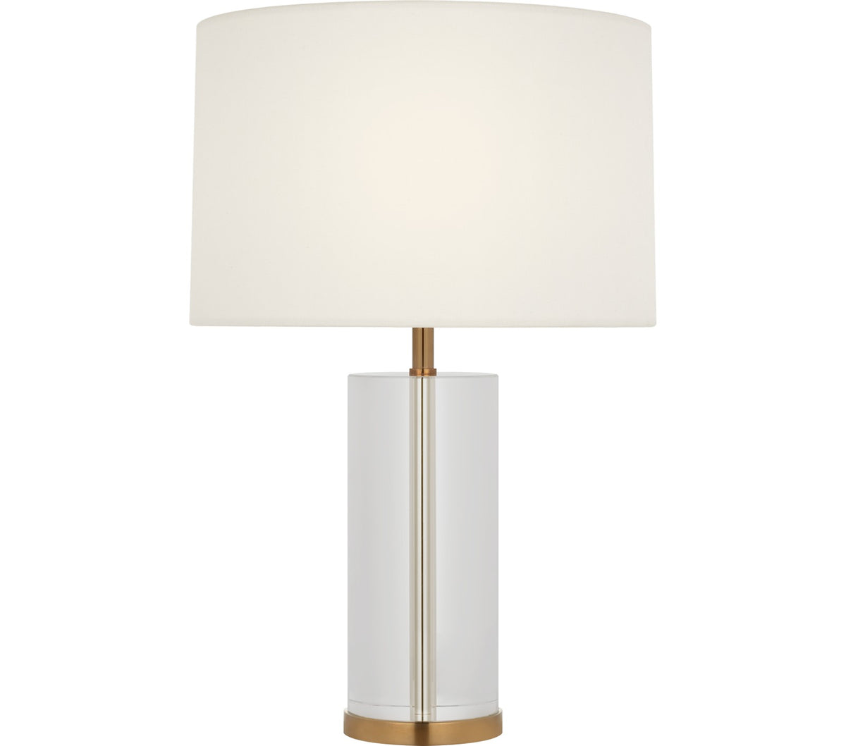 Lineham 16" Cordless Tafellamp — AERIN for Visual Comfort & Co. — Crystal and Hand-Rubbed Antique Brass with Linen Shade 220V