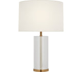 Lineham 16" Cordless Tafellamp — AERIN for Visual Comfort & Co. — Crystal and Hand-Rubbed Antique Brass with Linen Shade 220V