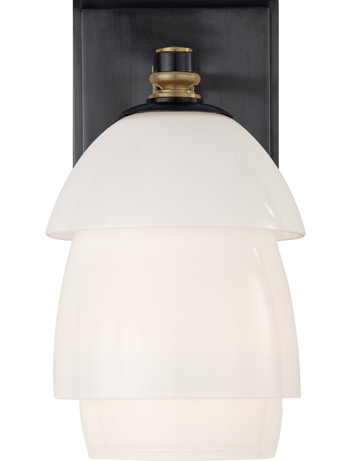 Whitman Wandleuchte Small — Thomas O'Brien for Visual Comfort & Co. — Bronze and Hand-Rubbed Antique Brass with White Glass Shade