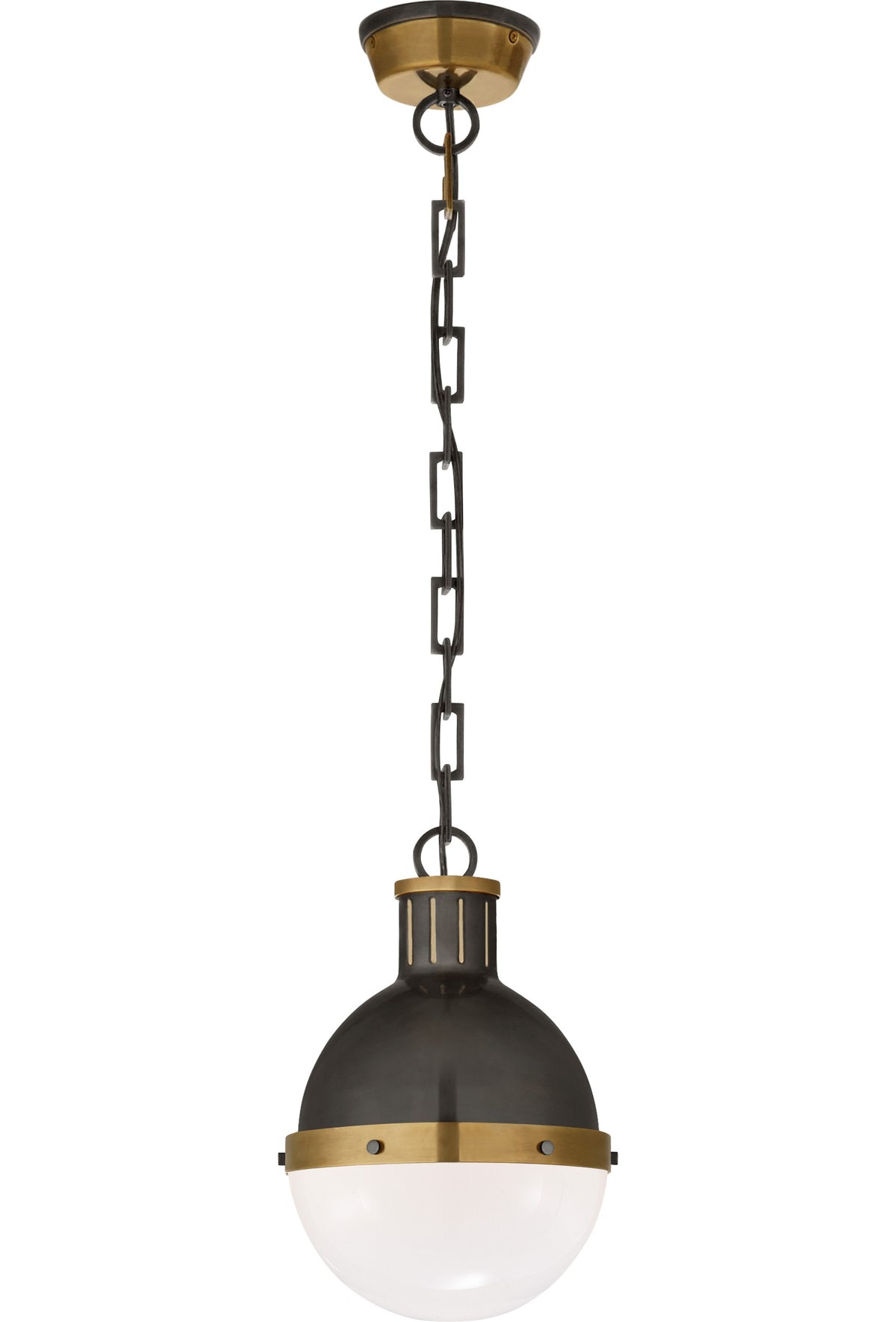 Hicks Takpendel Small — Thomas O'Brien for Visual Comfort & Co. — Bronze and Hand-Rubbed Antique Brass with White Glass