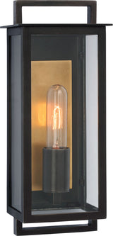Halle Small Narrow Wall Buitenlamp — Ian K. Fowler for Visual Comfort & Co. — Aged Iron with Clear Glass