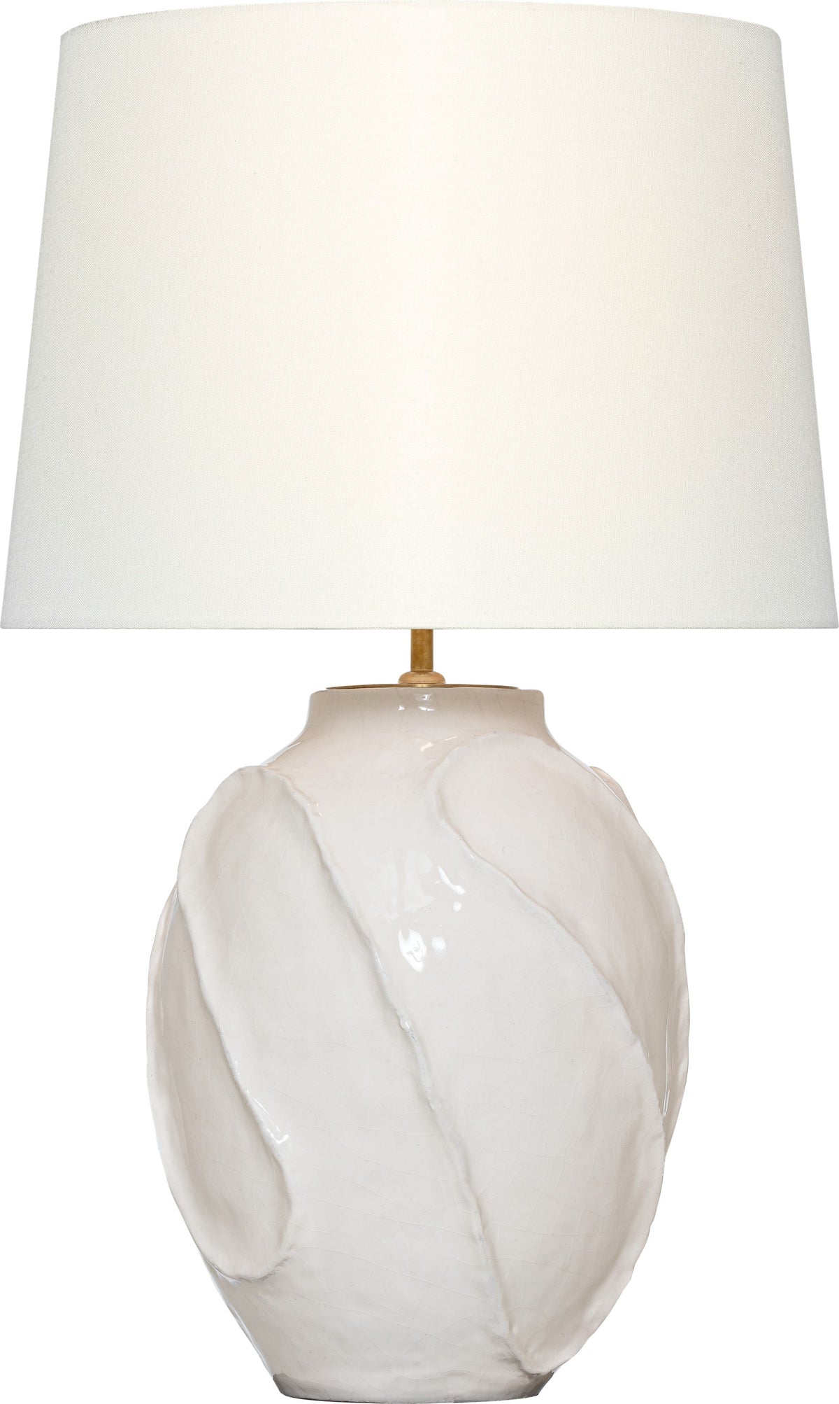 Idalia 28" Sculpted Table Lamp — AERIN for Visual Comfort & Co. — Glossy White Crackle with Linen Shade