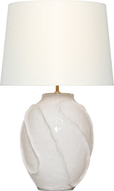 Idalia 28" Sculpted Table Lamp — AERIN for Visual Comfort & Co. — Glossy White Crackle with Linen Shade