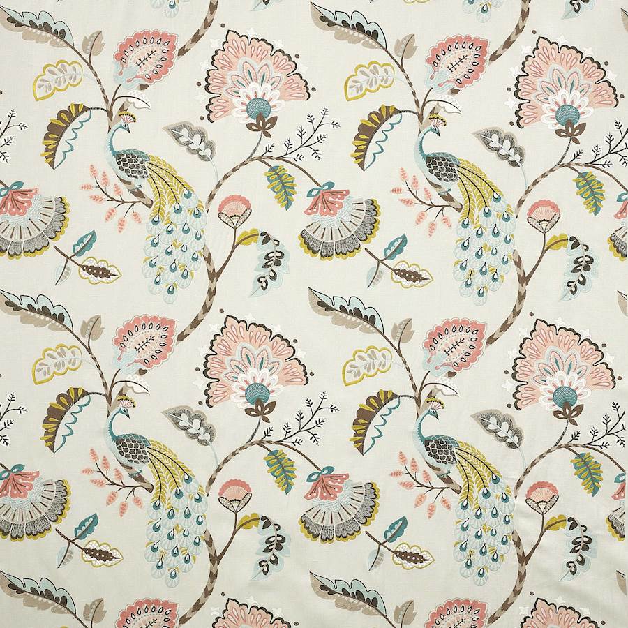 Jaipur Peacock Aqua/Pink — Jane Churchill stof