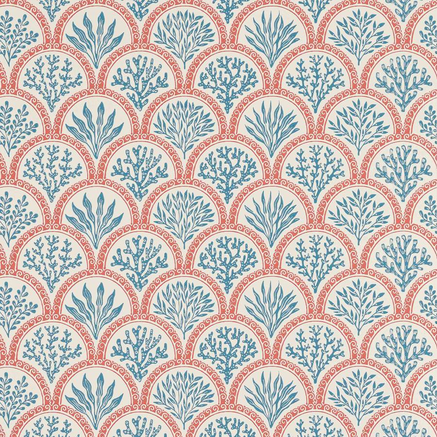 Coralli Red/Indigo — Jane Churchill behang