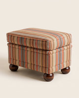 Jio Avenue footstool 62x62 cm without skirt upholstered in Tapton Stripe R Teal/Russet