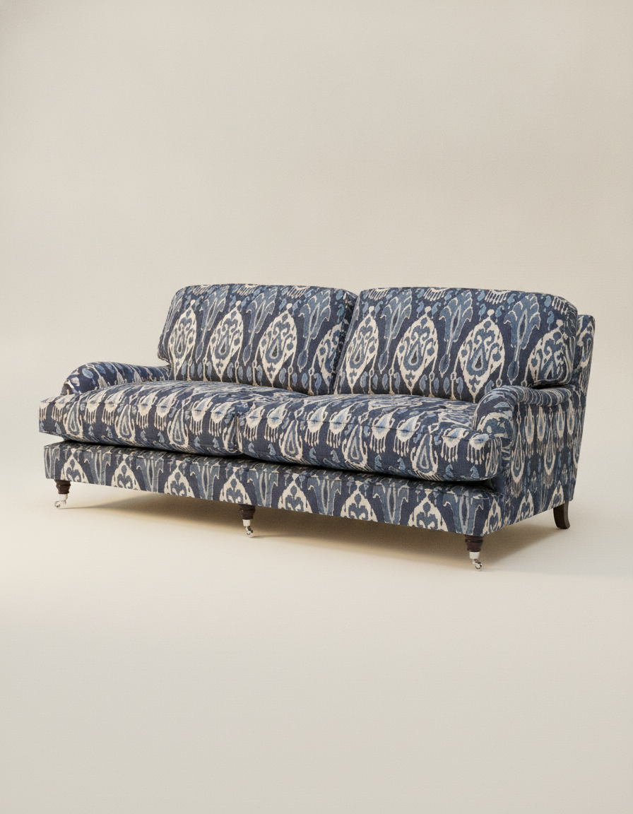 Jio Charles -sohva 2-istuttava 196 cm, verhoilu Ikat Bokhara Linen Indigo