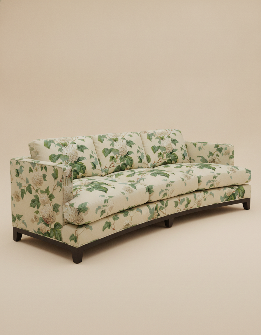 Jio New York bank 3-zits gebogen 240 cm bekleed met Chantilly Cream