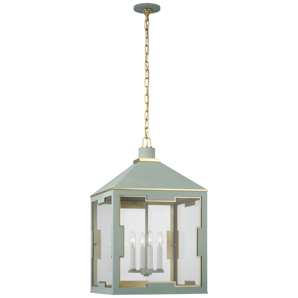 Ormond Laterne – Celadon And Gild With Clear Glass