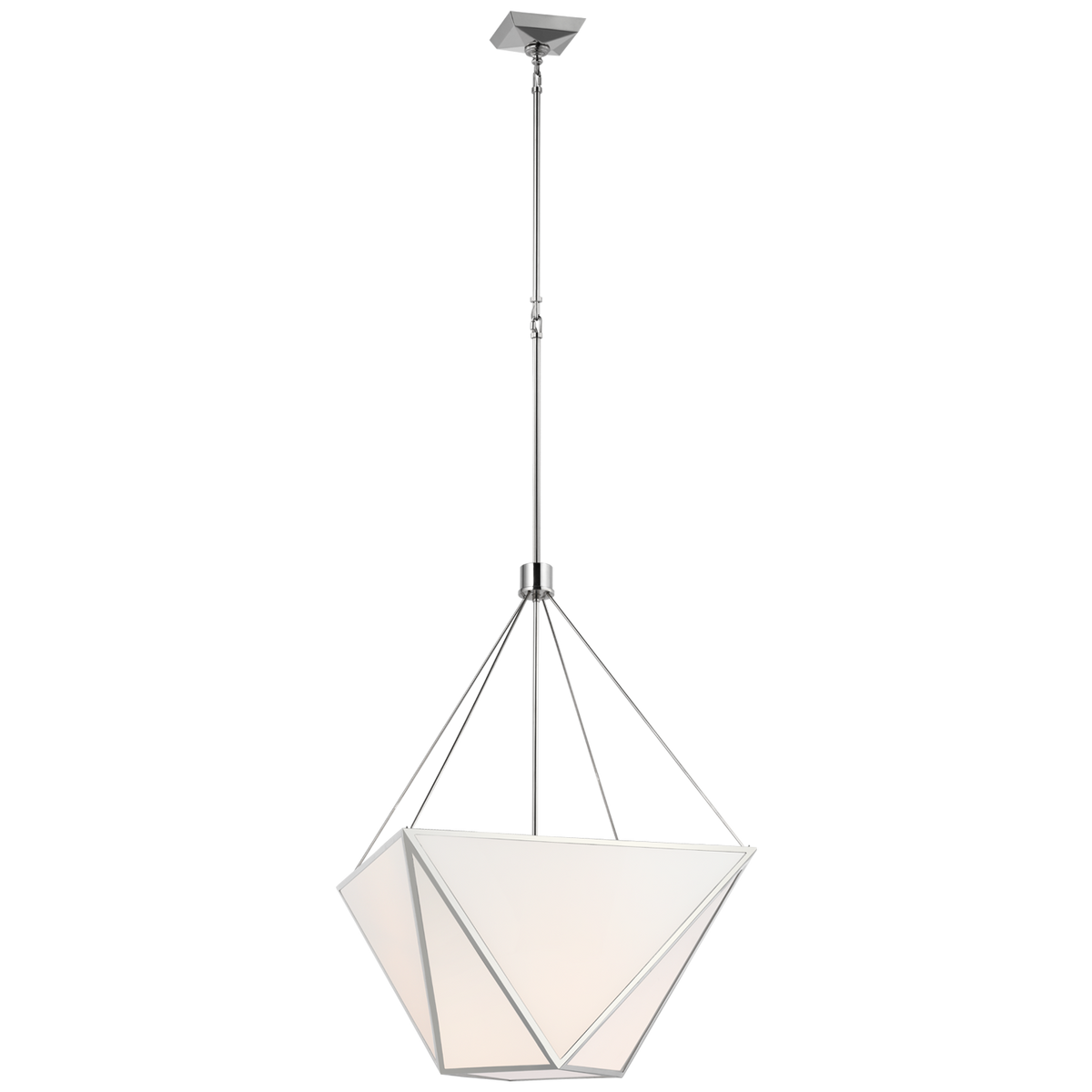 Lorino Lantern – Polished Nickel With White Glass