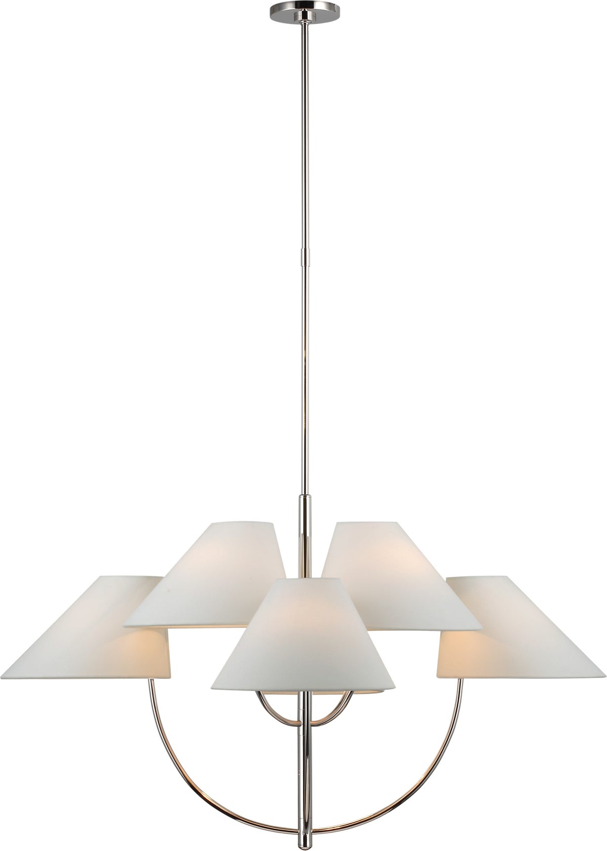 Kinsley Large Two-Tier Kronleuchter — kate spade new york for Visual Comfort & Co. — Polished Nickel with Linen Shades