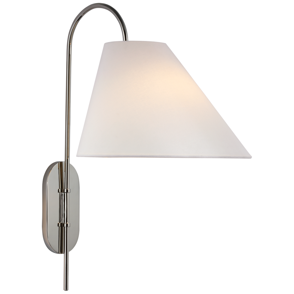 Kinsley Wall Light Large – Polished Nickel With Linen Shade