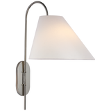 Kinsley Wall Light Large – Polished Nickel With Linen Shade