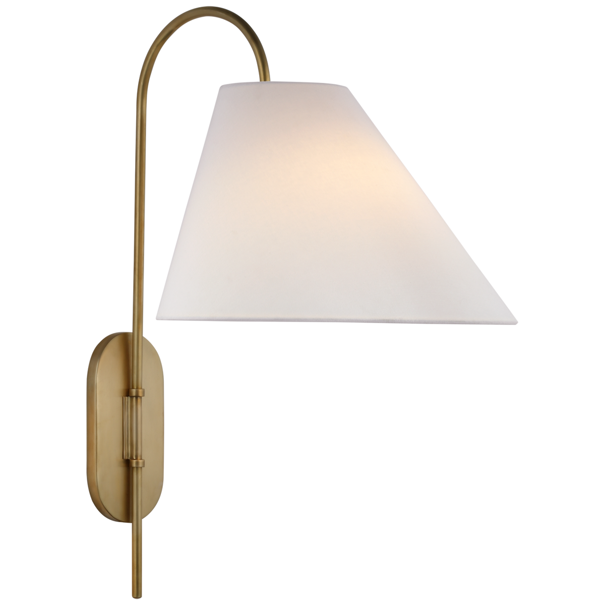 Kinsley Wall Light Large – Soft Brass With Linen Shade