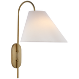 Kinsley Wall Light Large – Soft Brass With Linen Shade