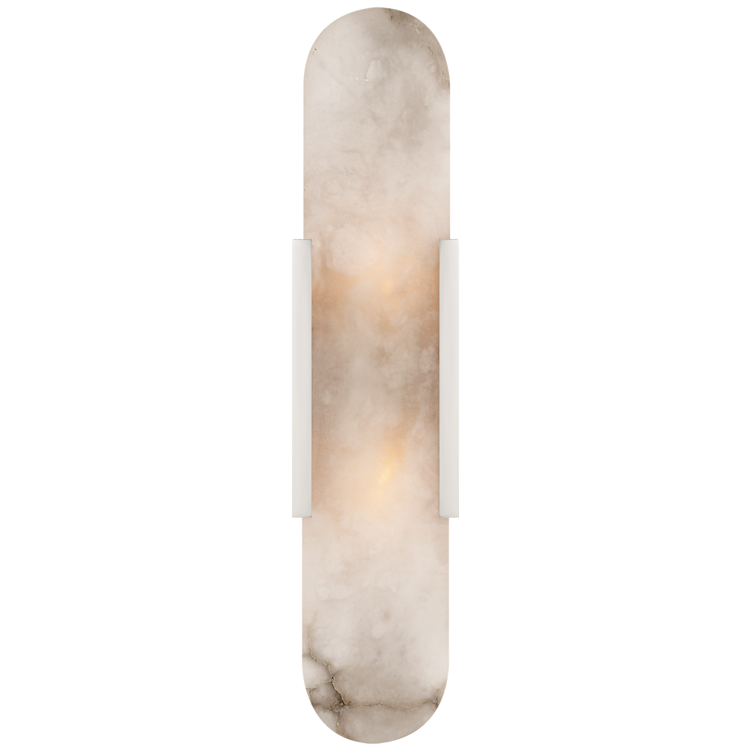 Melange Elongated Vägglampa – Polished Nickel With Alabaster