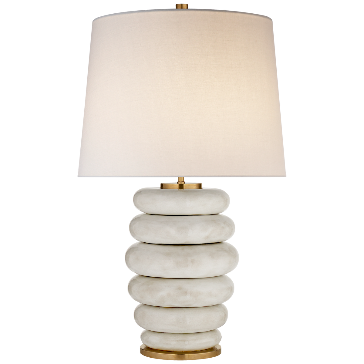 Phoebe Tafellamp – Antiqued White with Linen Shade