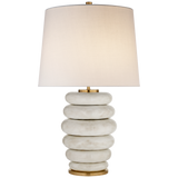 Phoebe Tafellamp – Antiqued White with Linen Shade