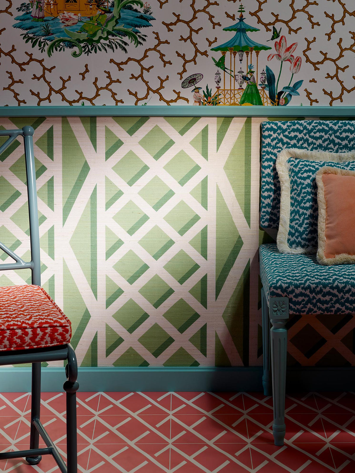 Les Folies room setting — Pierre Frey wallpaper