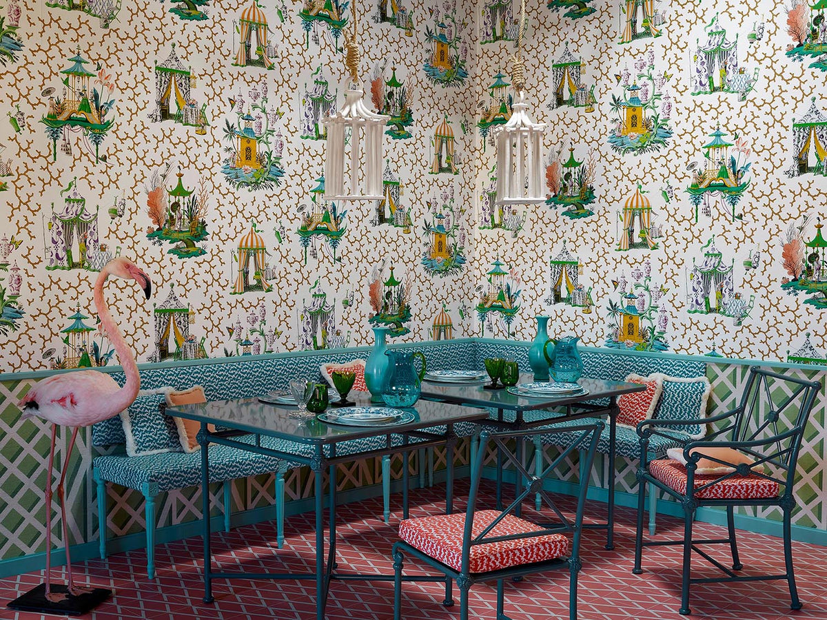 Les Folies room setting — Pierre Frey wallpaper