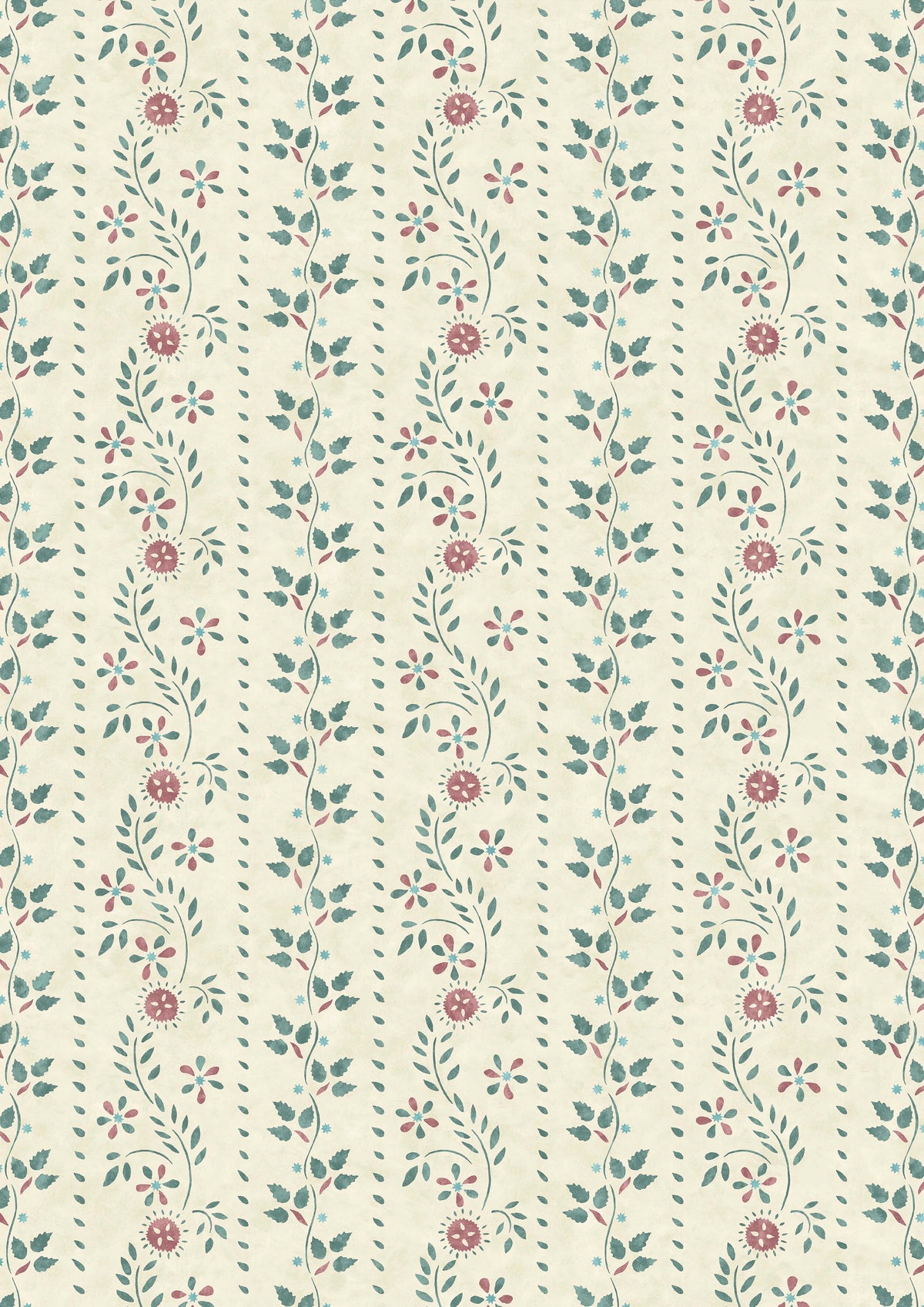 Folklore Teal Berry – volle breedte — Lewis & Wood behang